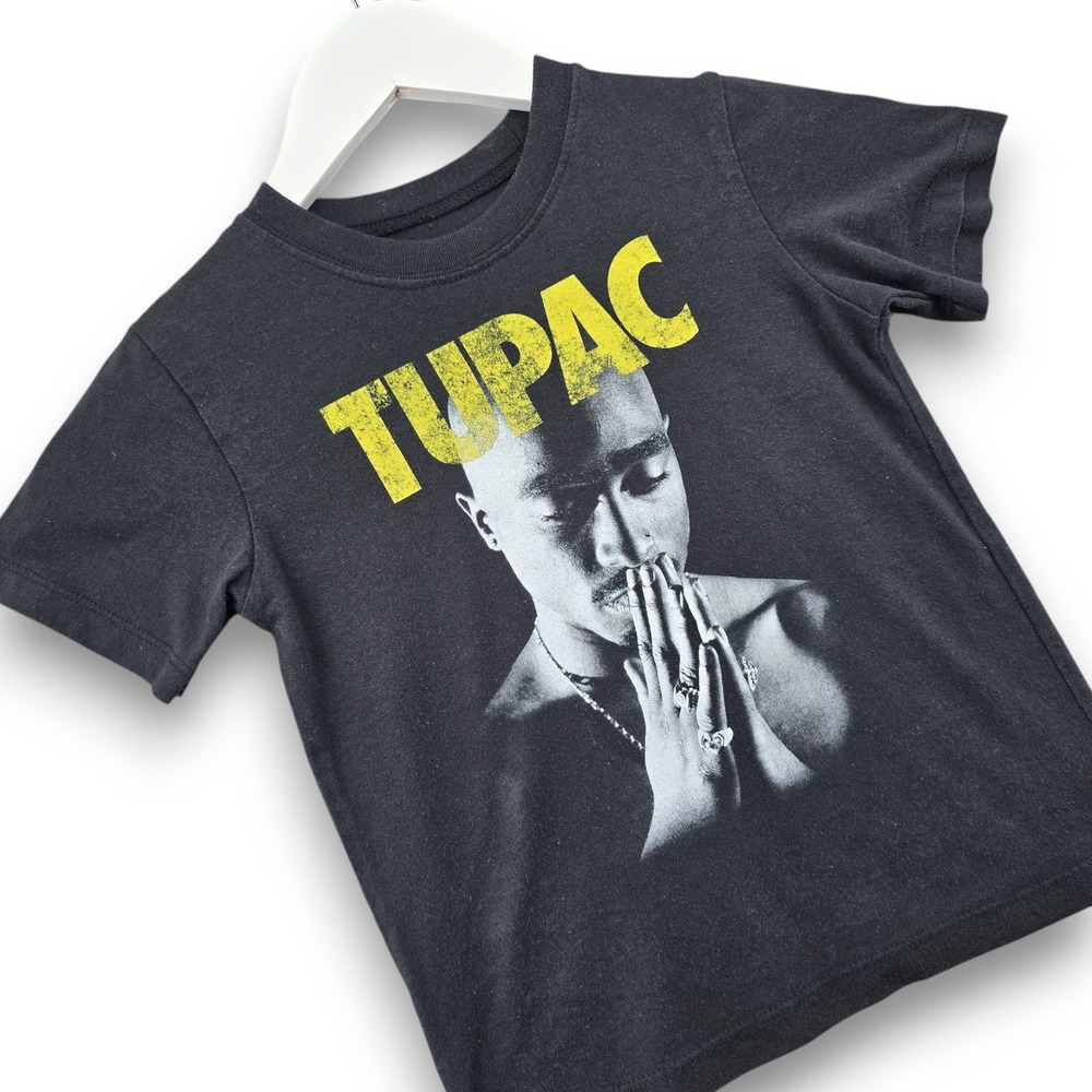 2Pac Tupac Shakur Kids Graphic T-Shirt Size 4T Black Cotton Blend Short Sleeve